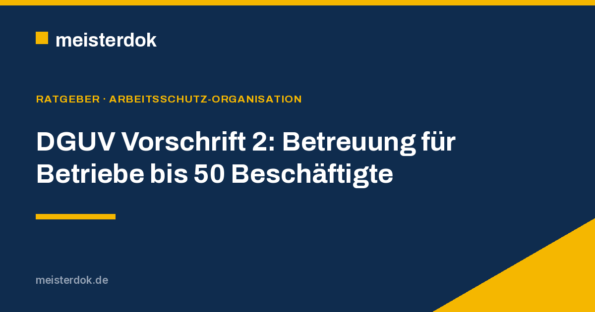 DGUV Vorschrift 2: Betreuung im Kleinbetrieb